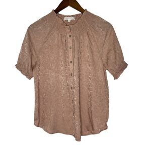 Adyson Parker Women's Pink Leopard Print Button-Front Blouse Size S